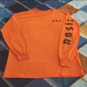 Nas Nasir Symbols Orange Long Sleeve Graphic Tee Size XL